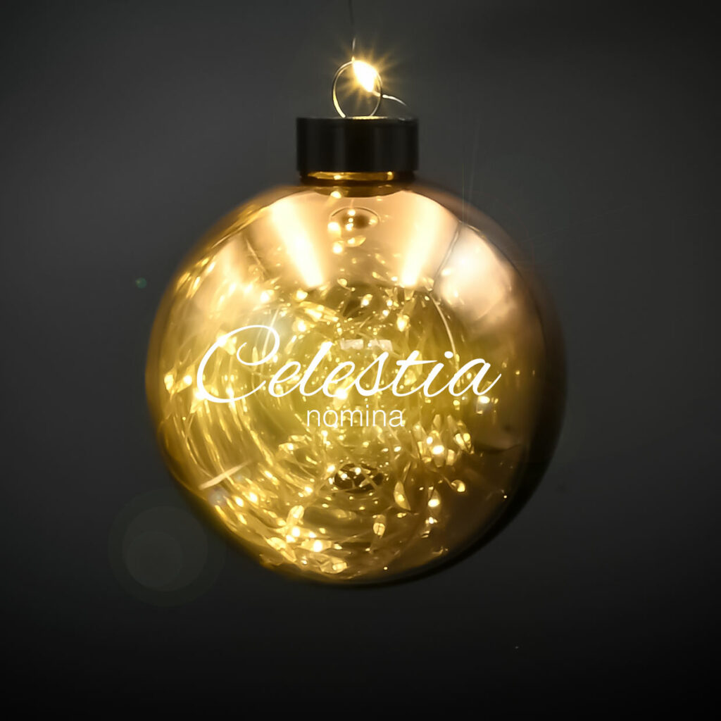 Celesta Nomina - Boule étincelante en verre avec gravure